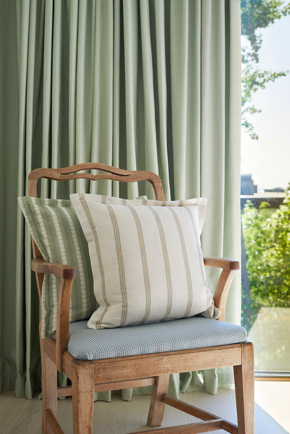 3 Pink Linenpillows in a pile. Handmade cushions printed on Irish linen