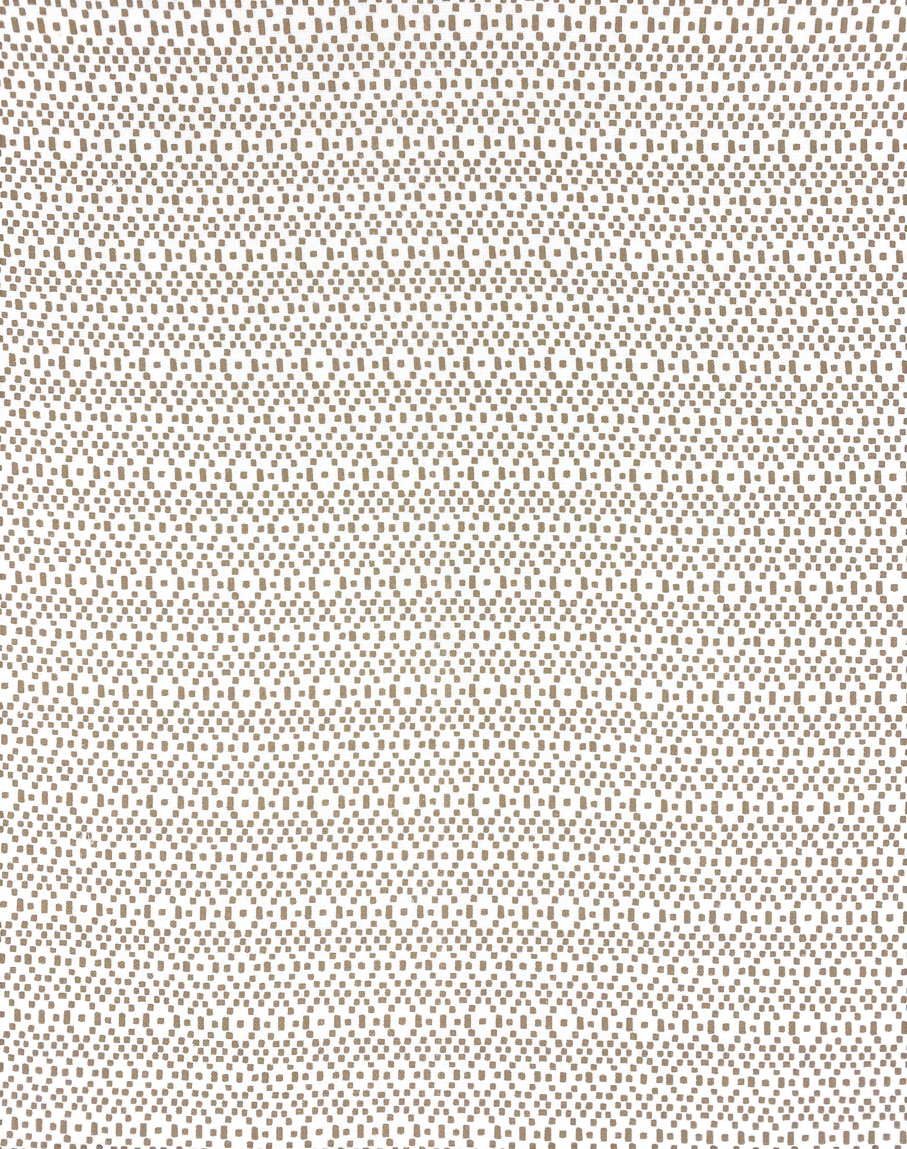 Geometric fabric printed on sustainable linen for interiors in beige color.