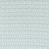 Geometric fabric printed on sustainable linen for interiors in duck blue color.