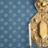 Berit Floral Wallpaper -Blue Background / Yellow Flowers