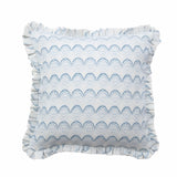 Blue Geometric Cushion with Ruffles - Kristín