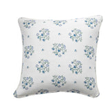 Blue Floral Cushion with Piping - Berit