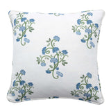 Blue & Green Floral Cushion with Piping - Anne
