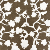 Floral linen fabric for interiors in brown color