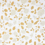 Floral fabric printed on sustainable linen for interiors in yellow color.