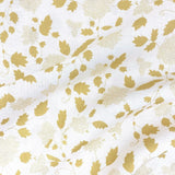 Floral fabric printed on sustainable linen for interiors in yellow color.