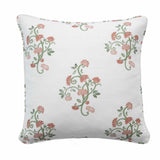Pink & Green Floral Cushion with Piping - Anne