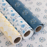 Berit Floral Wallpaper -Blue Background / Yellow Flowers