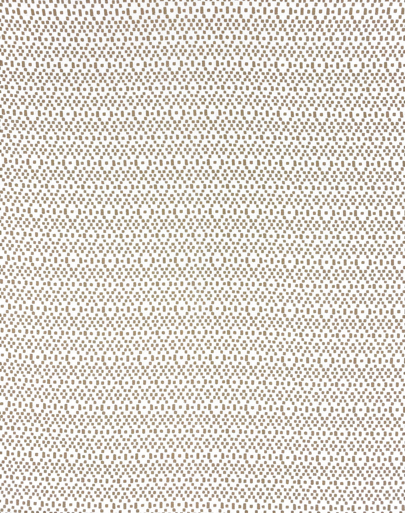 Geometric fabric printed on sustainable linen for interiors in beige color. 