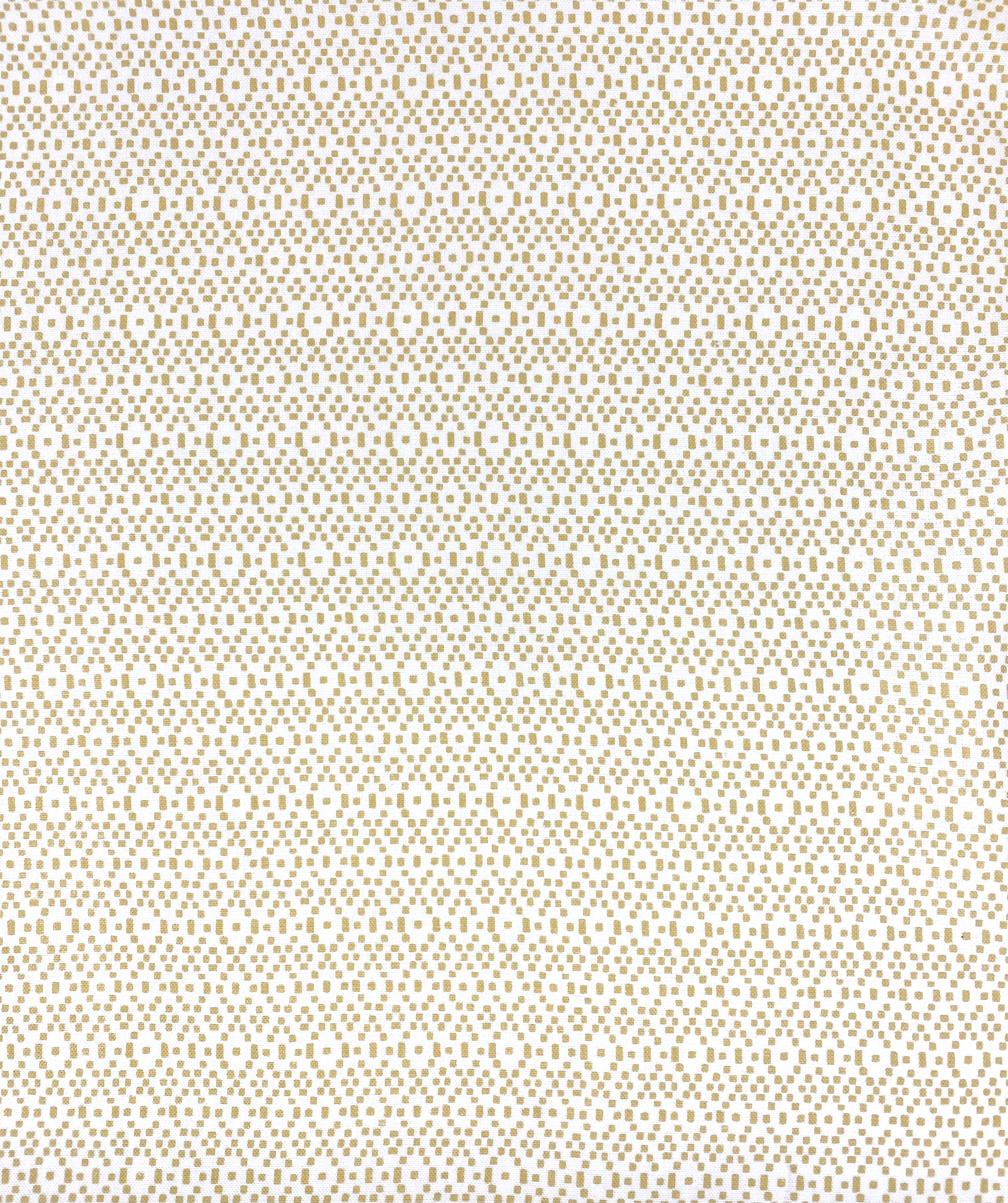 Geometric fabric printed on sustainable linen for interiors in yellow color. 