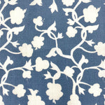 Floral linen fabric for interiors in blue color