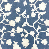 Floral linen fabric for interiors in blue color