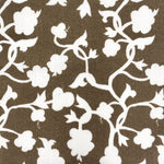 Floral linen fabric for interiors in brown color