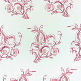 Floral fabric printed on sustainable linen for interiors in pink color.